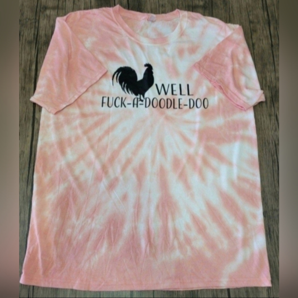 Orange/White Tie Dye Funny Screen Print T-shirt Size Large